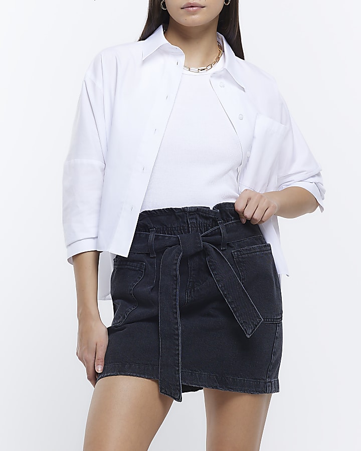 Paper bag wrap denim skirt best sale