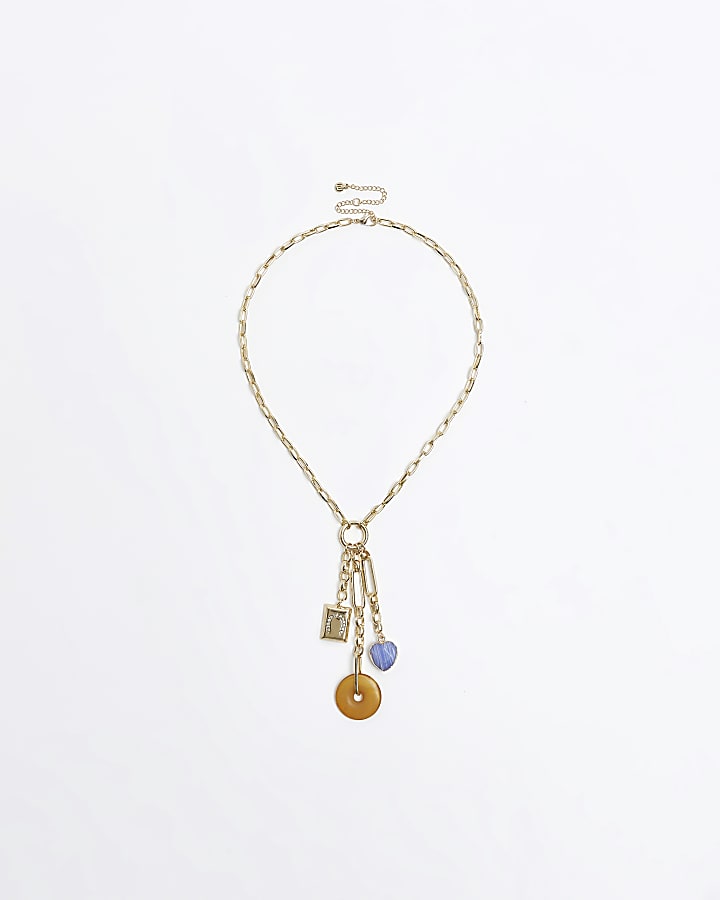 Brown charm necklace