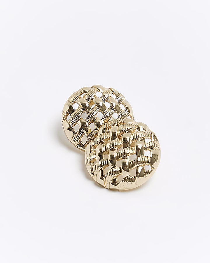 Gold oversized textured earrings