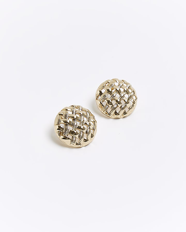 Gold oversized textured earrings