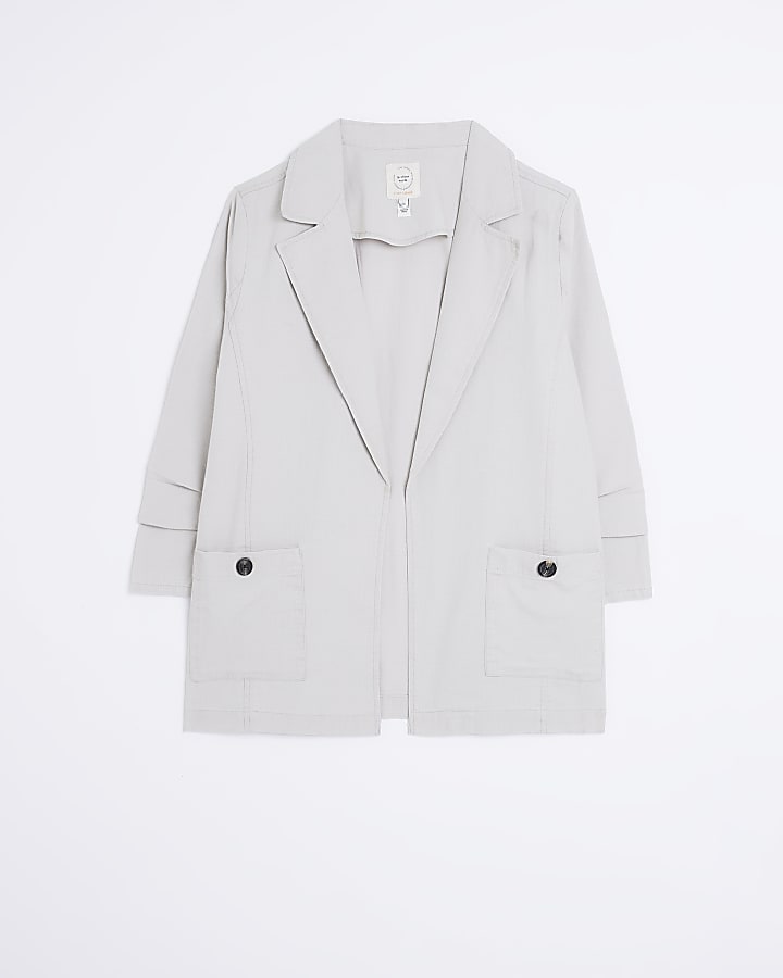 Beige rolled sleeve blazer