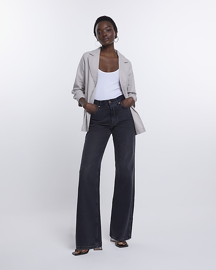 Beige rolled sleeve blazer