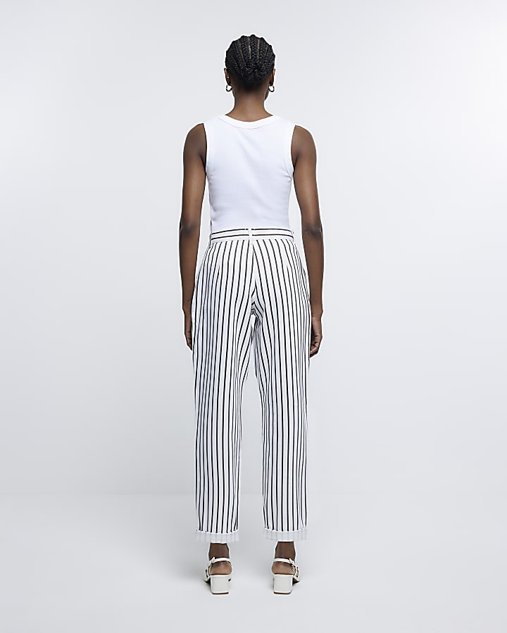 White stripe tapered trousers