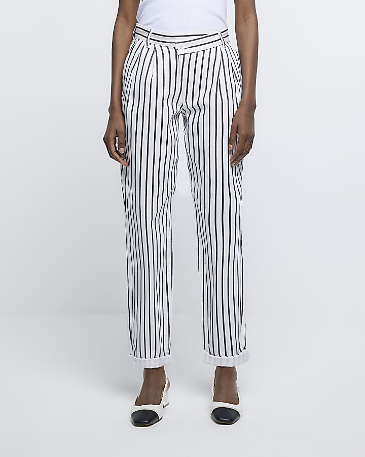 White stripe tapered trousers