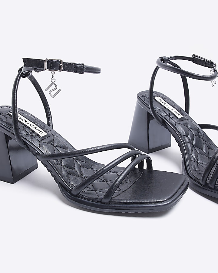 Black wide fit strappy heeled sandals