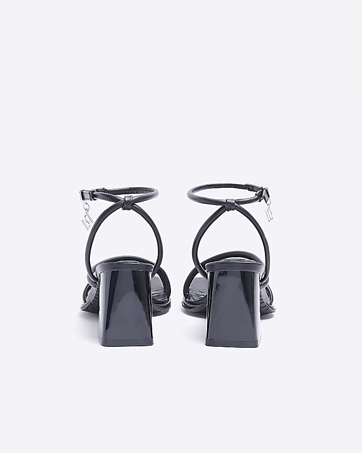 Black wide fit strappy heeled sandals