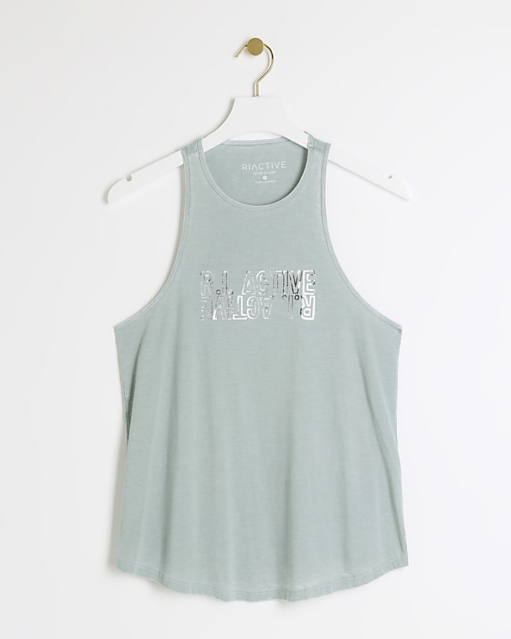 Green foil graphic tank top