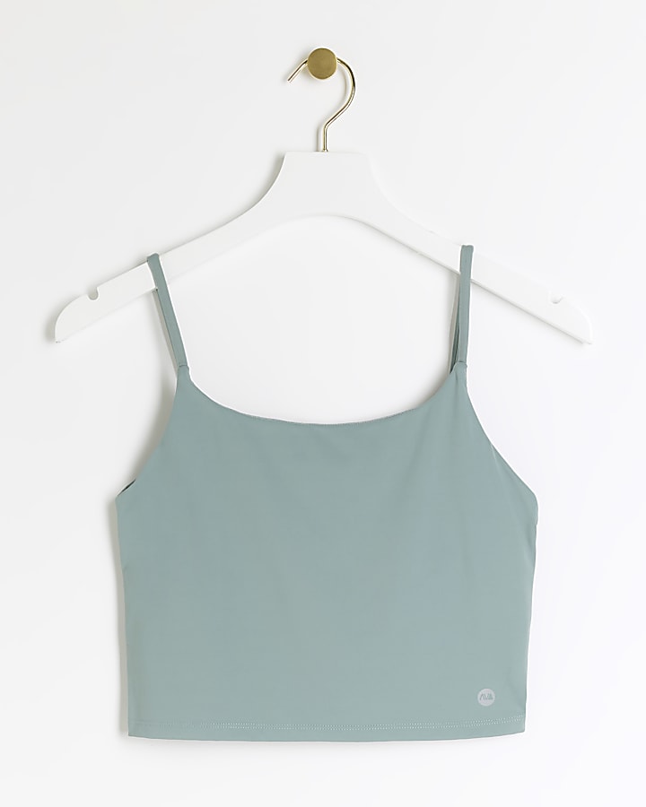 Green crop vest top