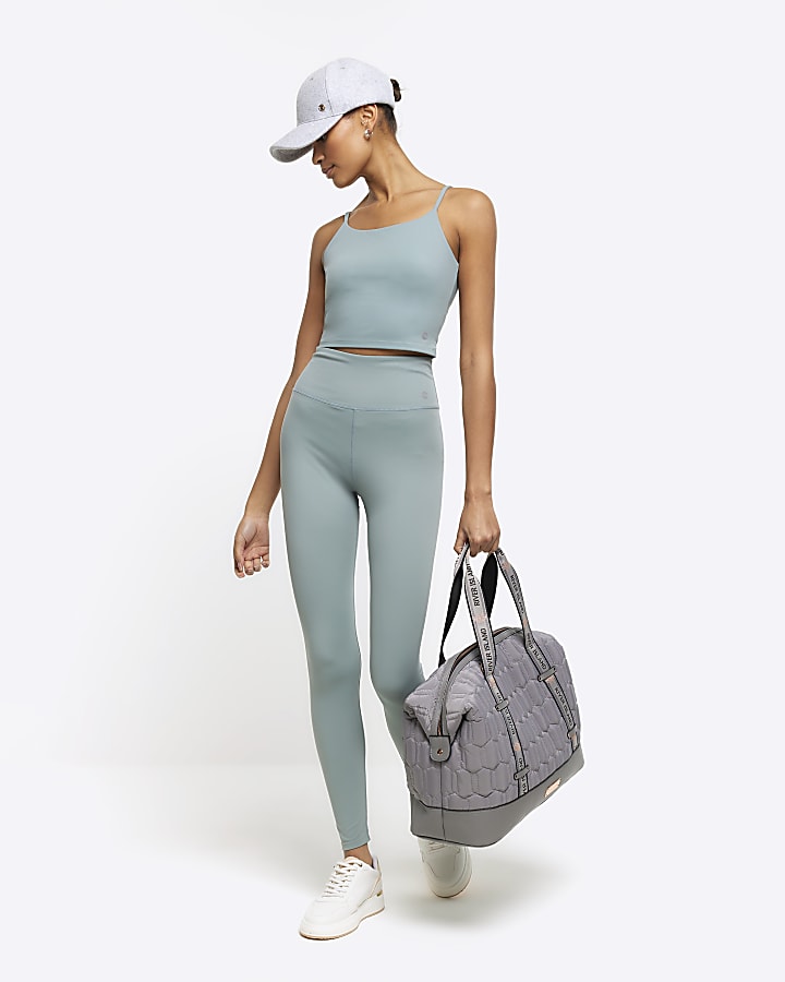 Green crop vest top