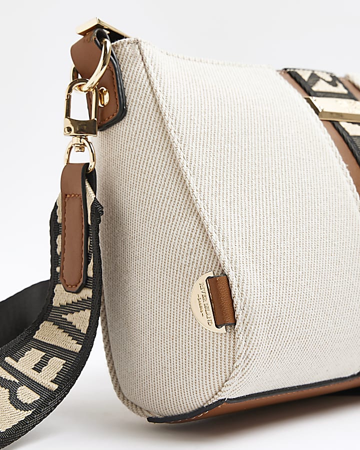 Beige RI monogram cross body bag
