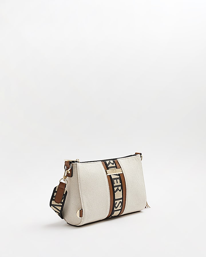 Beige RI monogram cross body bag