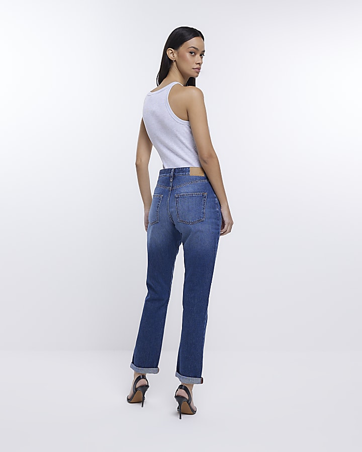 Blue high waisted relaxed Boyfriend jean