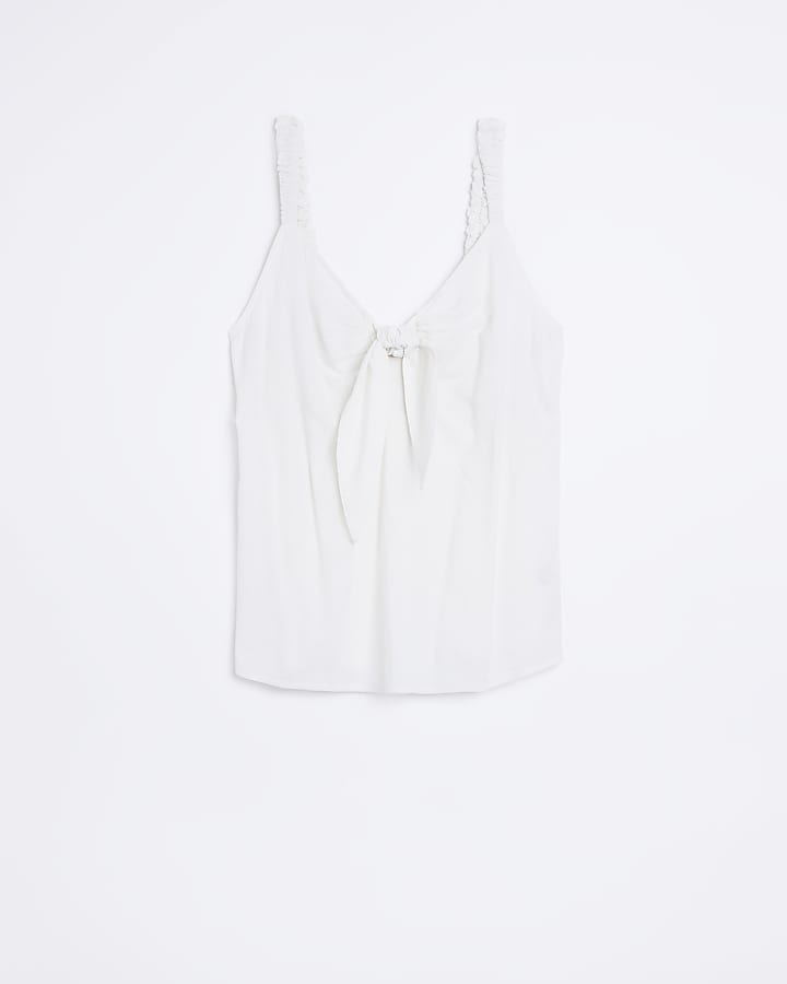 White linen bow cami top