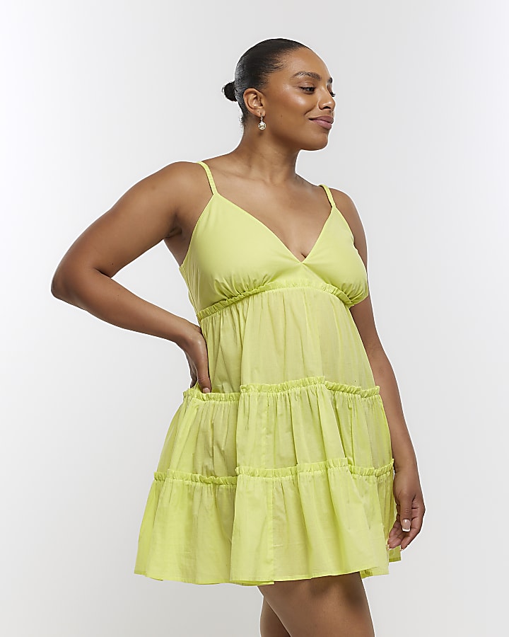 Plus lime mini beach dress River Island