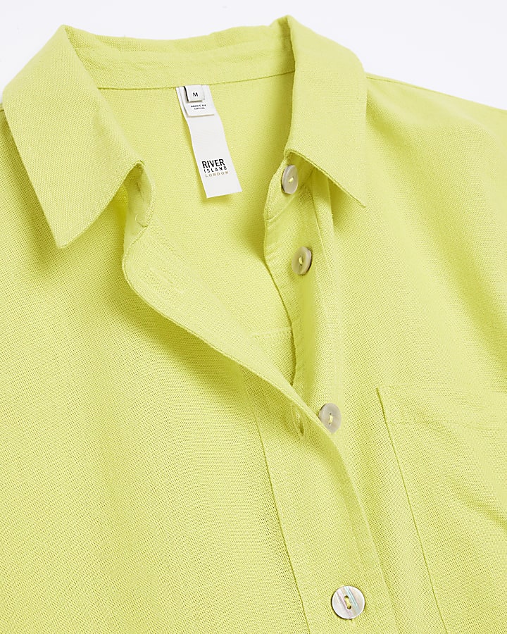 Yellow oversized shirt with linen