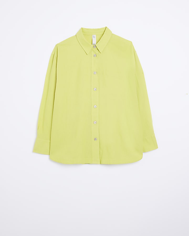 Yellow oversized shirt with linen