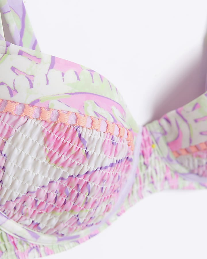 Purple print balconette bikini top