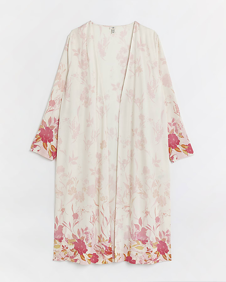 Pink Floral Print Kimono