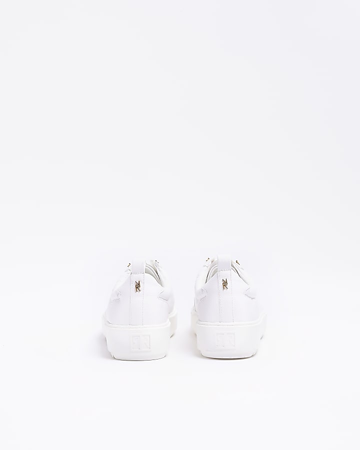 White embossed RI monogram trainers