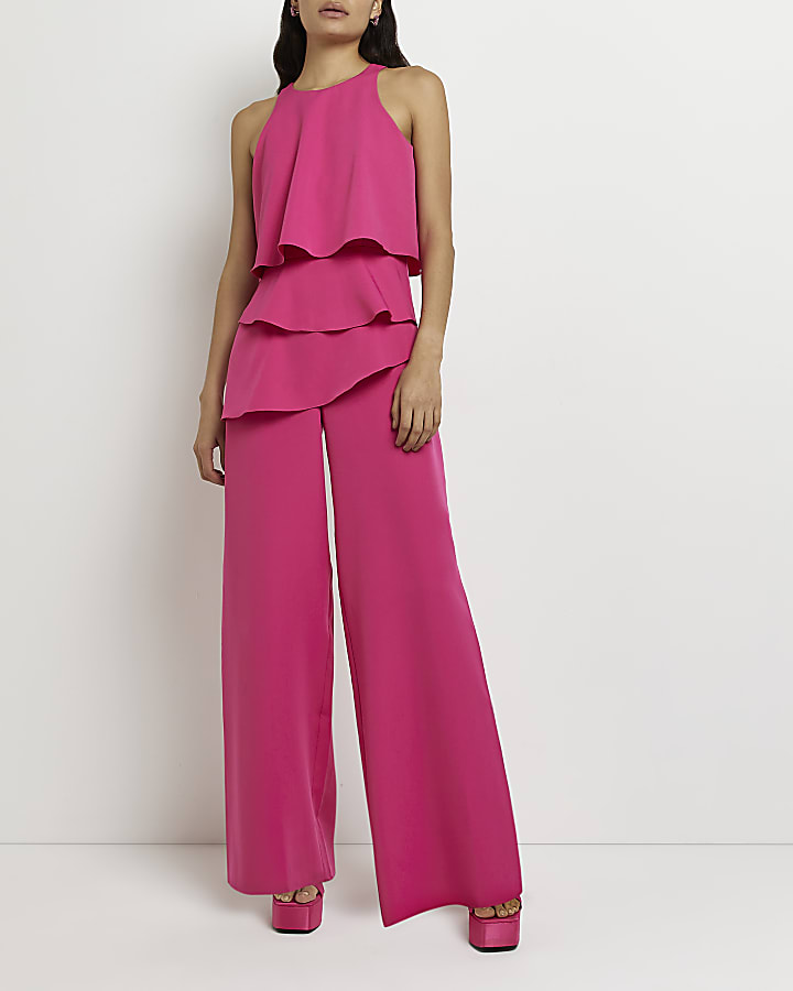 Pink layered jumpsuit River Island