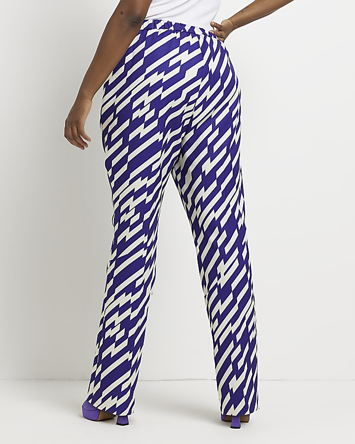 Plus purple stripe mid rise slim trousers