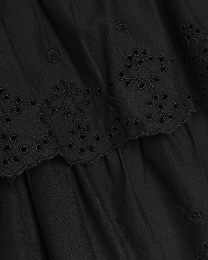 Black layered broderie cami top