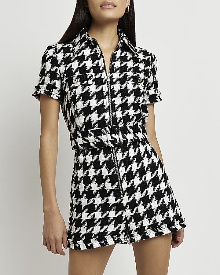 River island black and white playsuit on sale