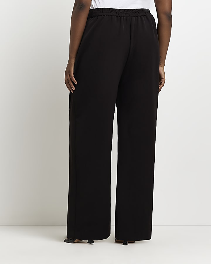 Plus black pleated wide leg trousers
