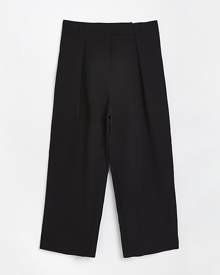 Plus black pleated wide leg trousers