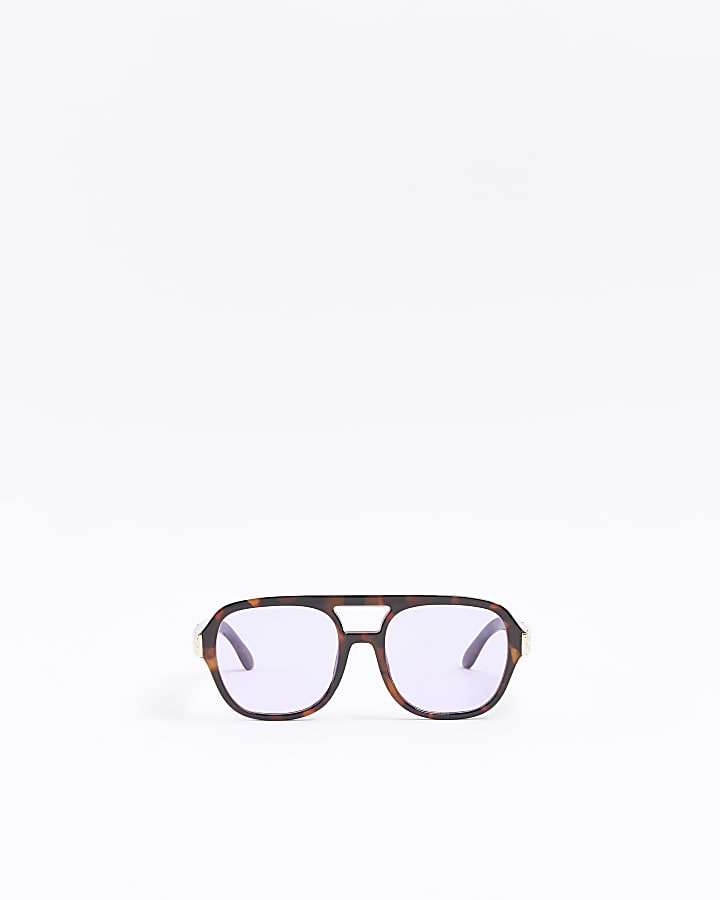 Brown tortoise shell aviator sunglasses