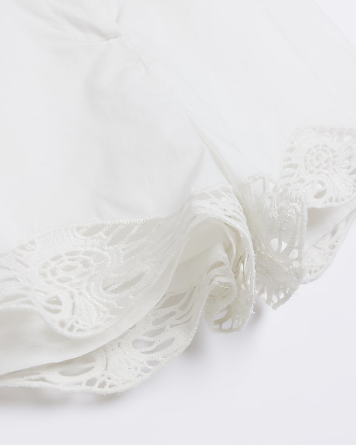 White broderie detail shorts