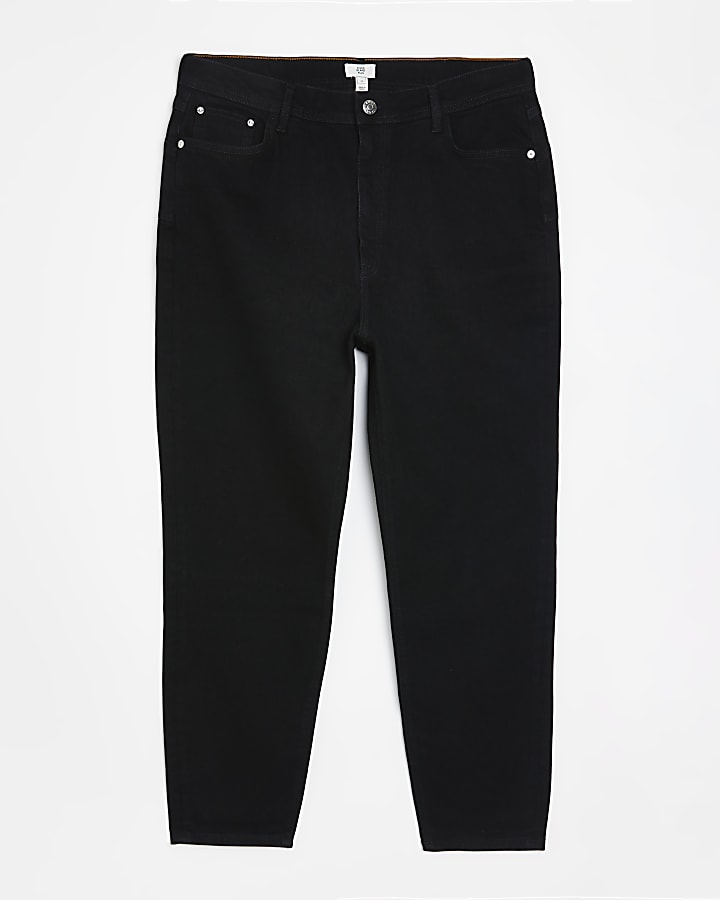 Plus black high waisted mom jeans