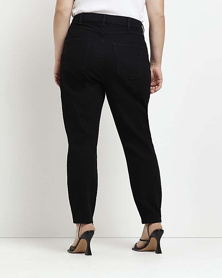 Plus black high waisted mom jeans