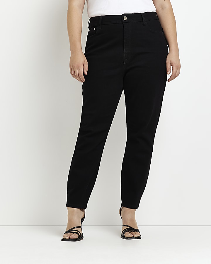 Plus black high waisted mom jeans