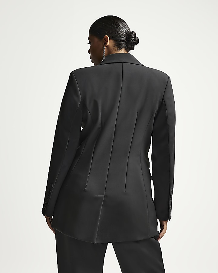 Plus black RI Studio satin blazer
