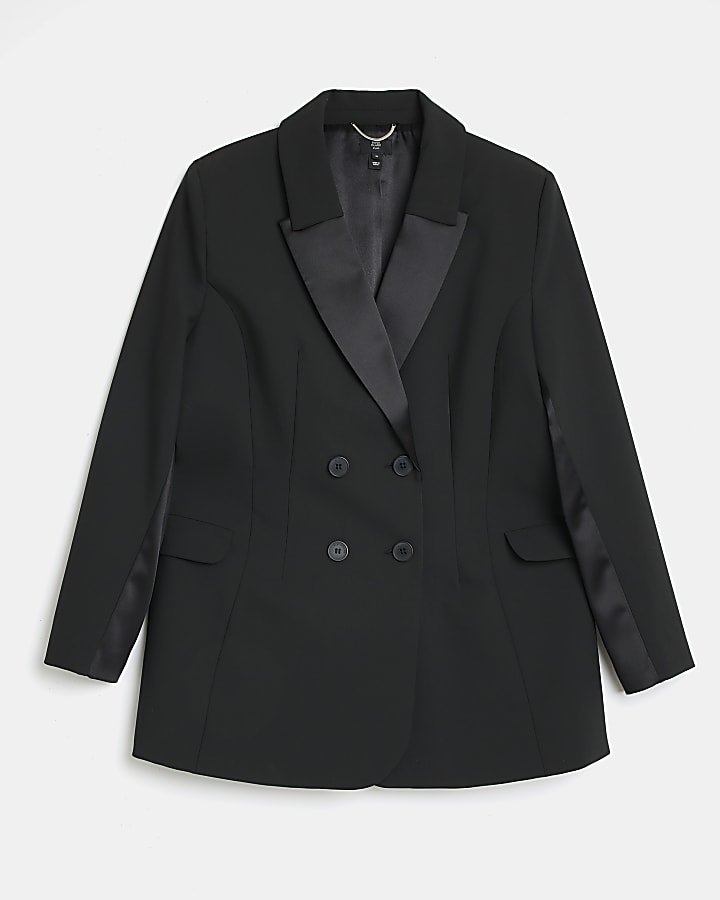 Plus black RI Studio satin blazer