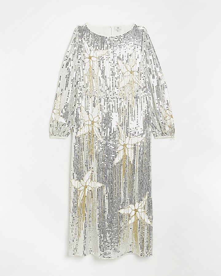 Plus silver sequin maxi dress