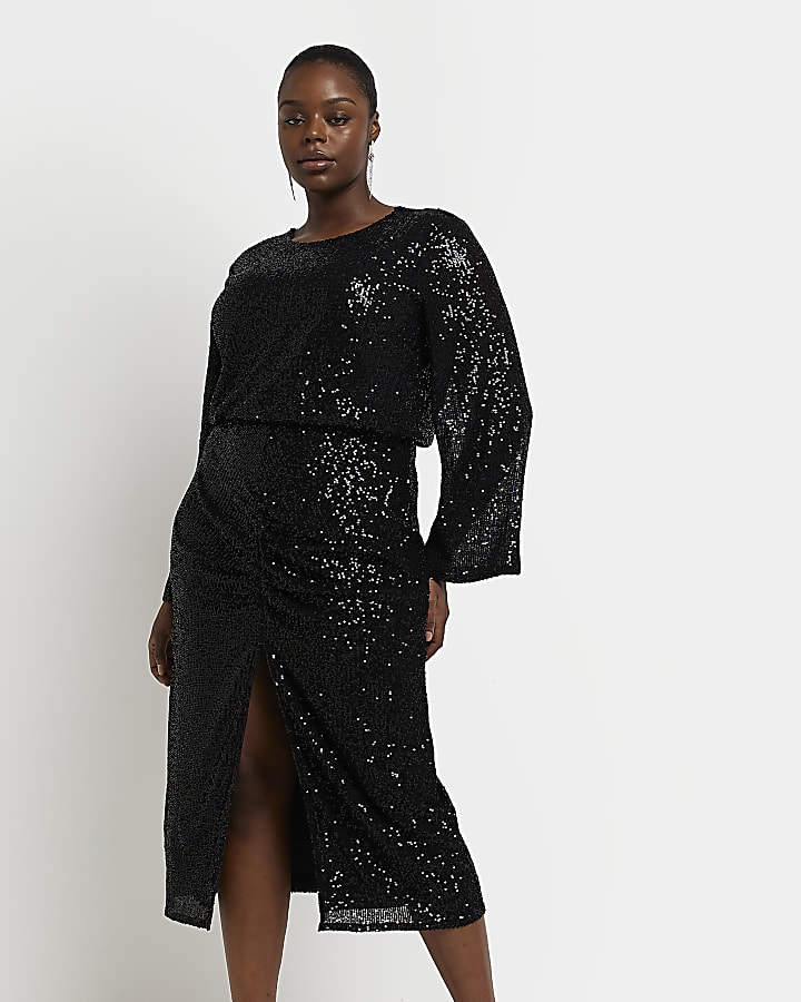 Plus size black sequin dress online