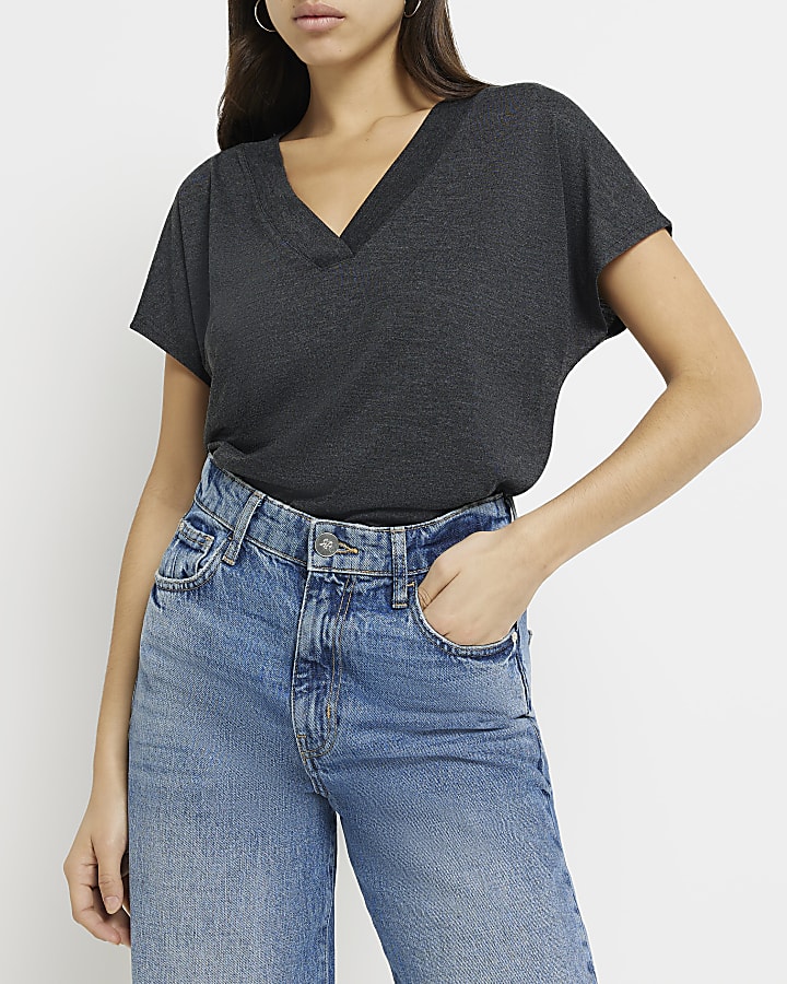 Grey v-neck t-shirt