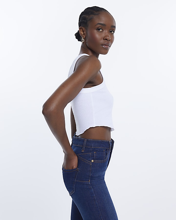 Blue high waist bum sculpt skinny jeans