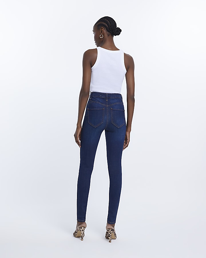 Blue high waist bum sculpt skinny jeans