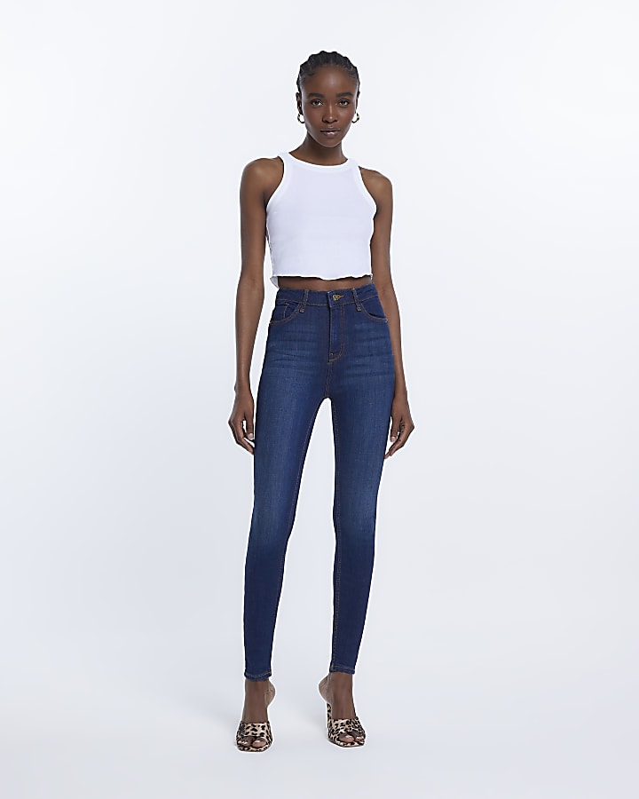 Blue high waist bum sculpt skinny jeans