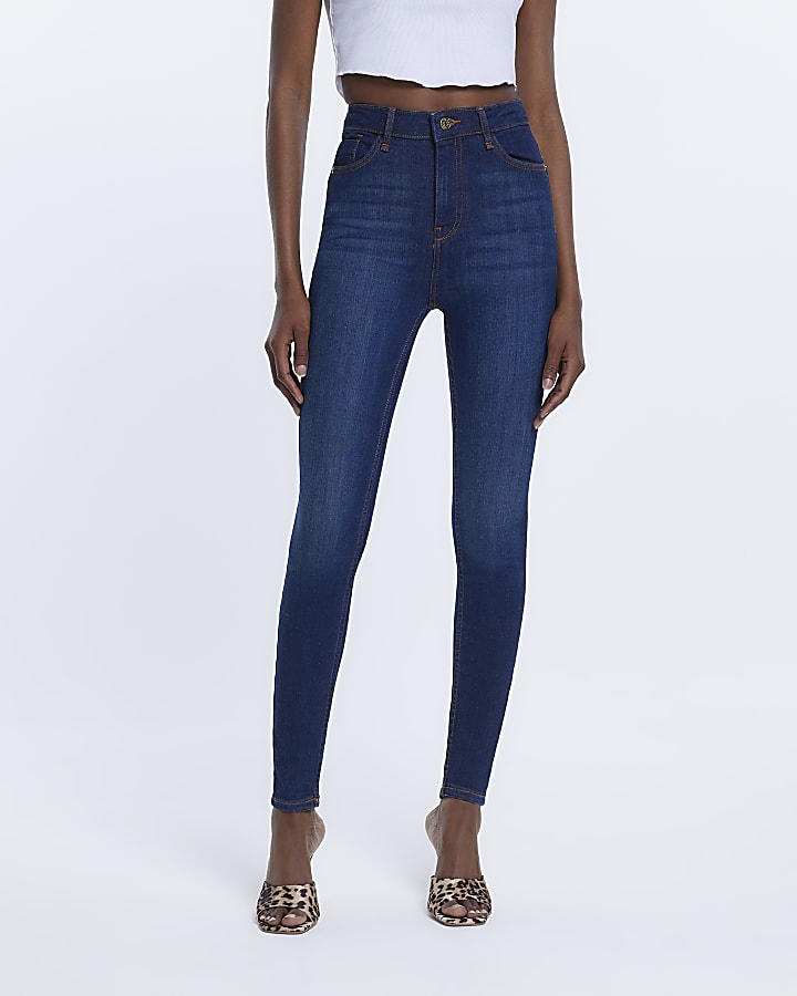 Blue high waist bum sculpt skinny jeans