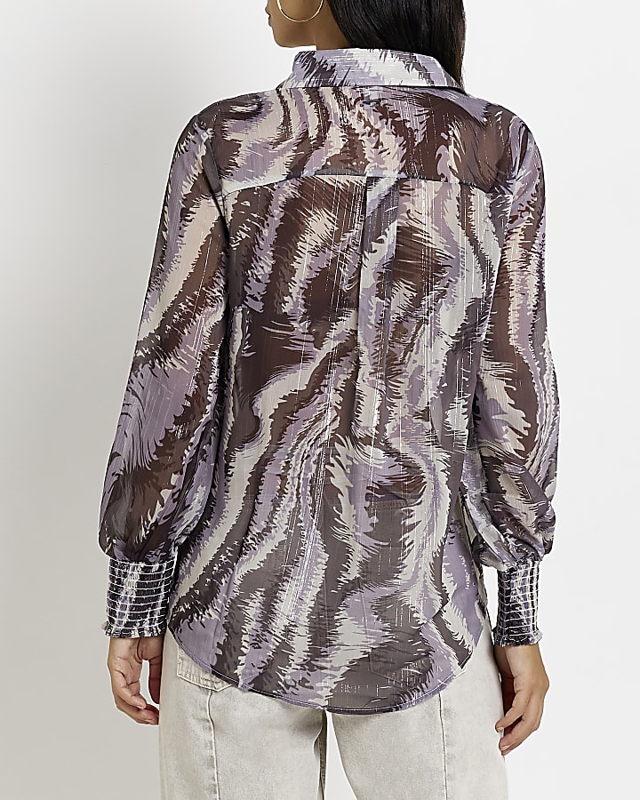 Black print long sleeve shirt