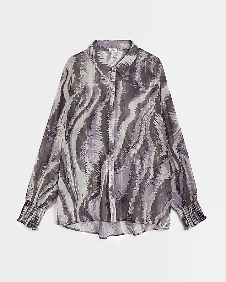 Black print long sleeve shirt