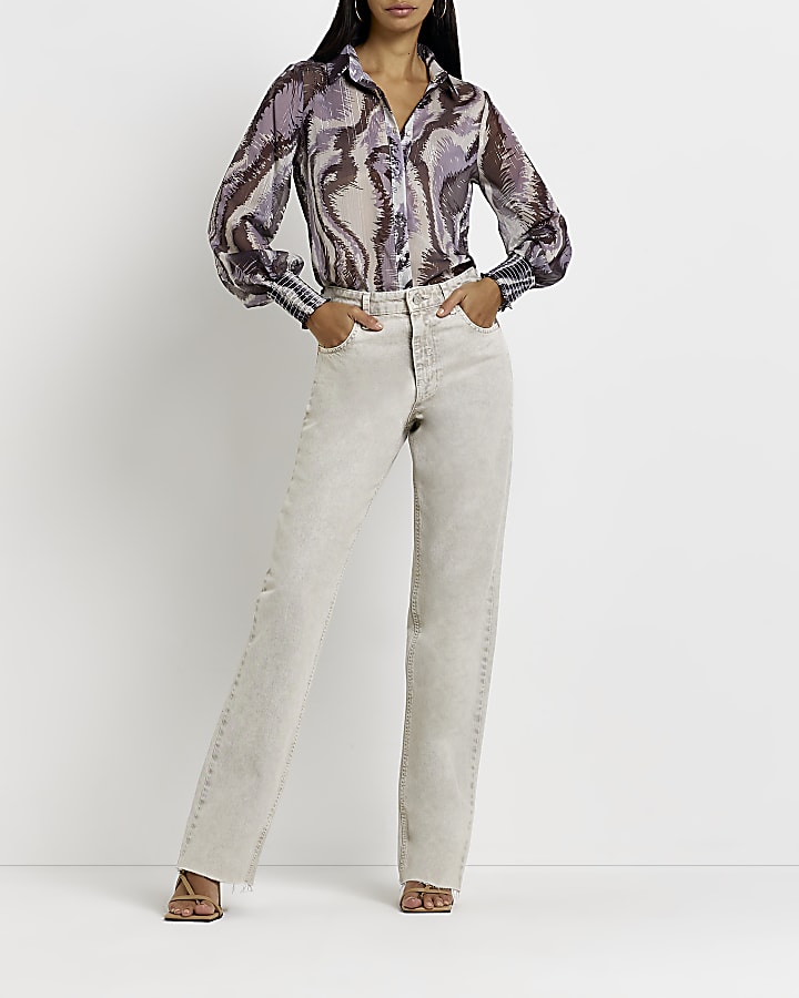 Black print long sleeve shirt