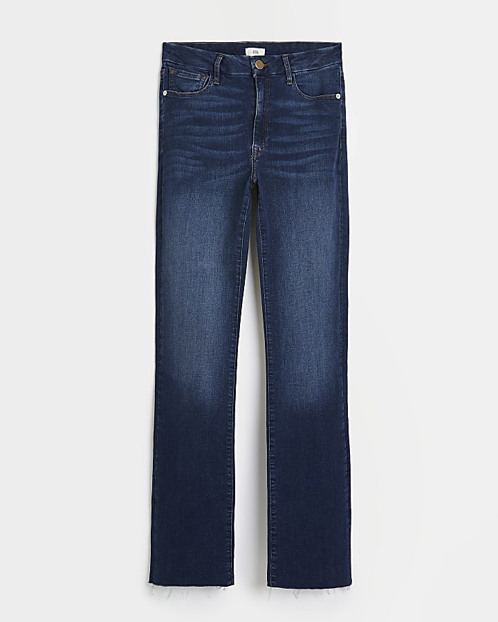 Blue high waist slim bootcut
