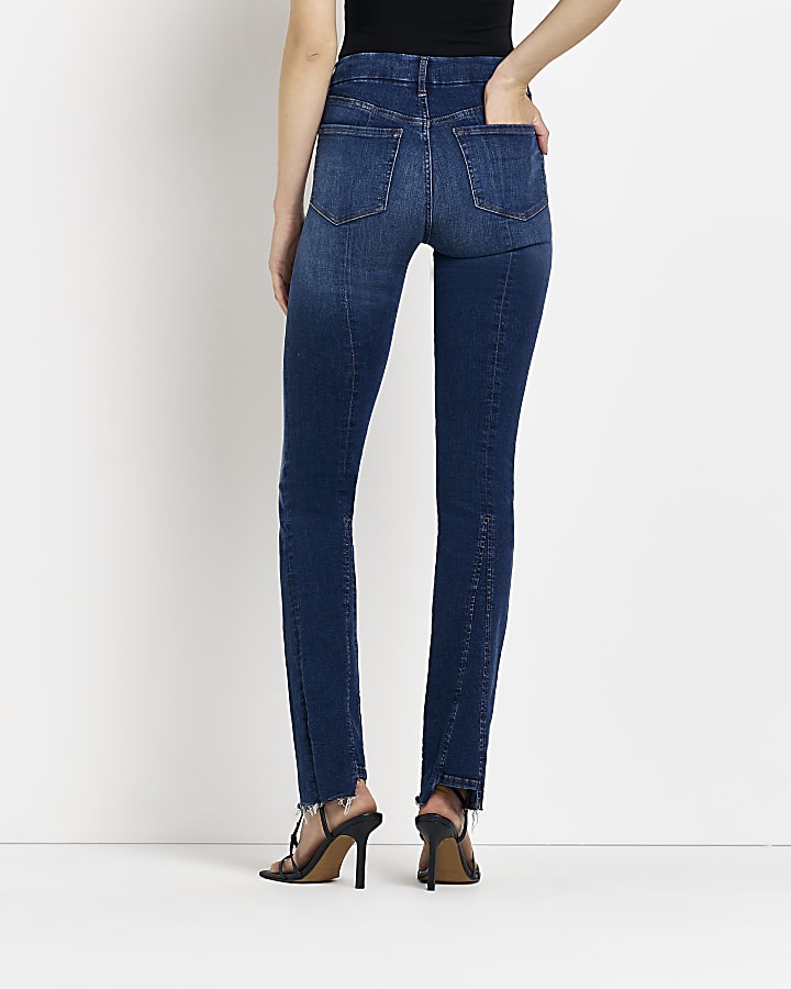 Blue high waist slim bootcut