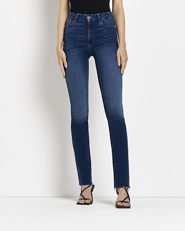 Blue high waist slim bootcut