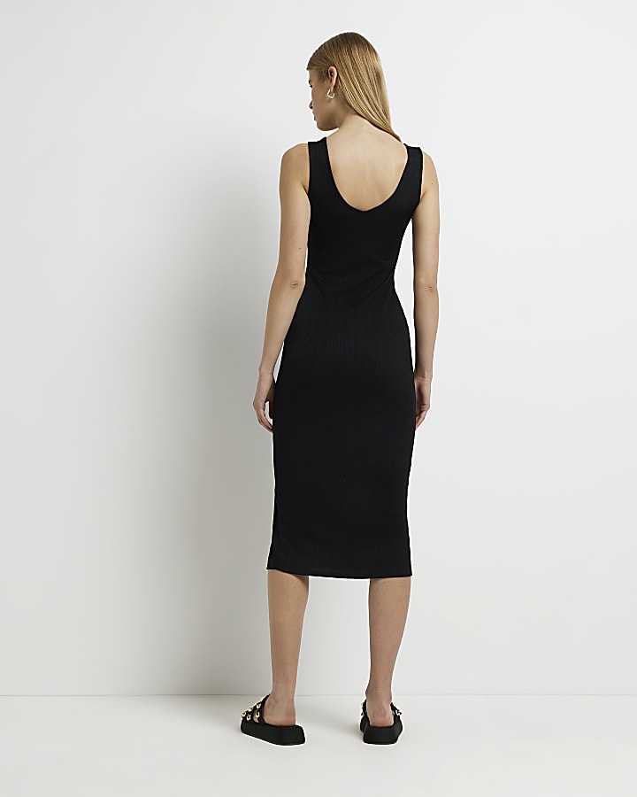 Black bodycon midi dress